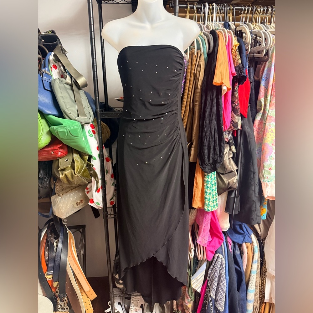 Y2K Elegant Black Strapless Dress